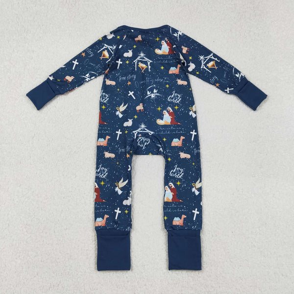 LR2504 RTS boy clothes jesus boy christmas winter zip romper