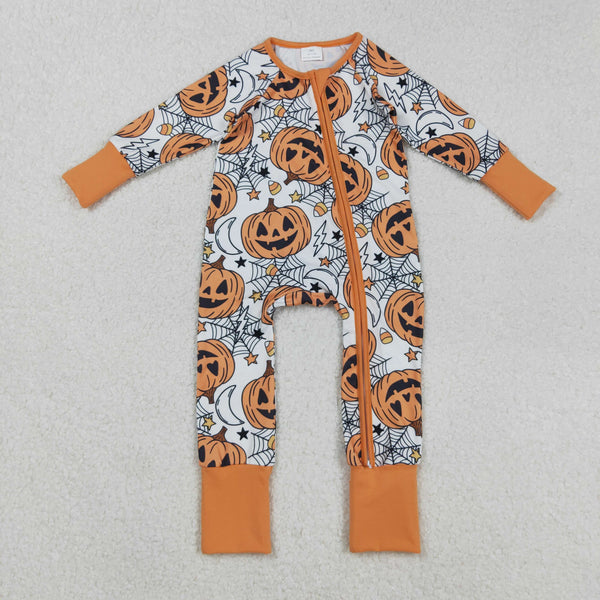 LR2528 RTS baby boy clothes pumpkin boy halloween winter romper