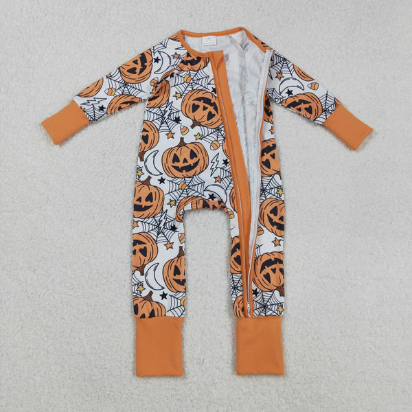 LR2528 RTS baby boy clothes pumpkin boy halloween winter romper