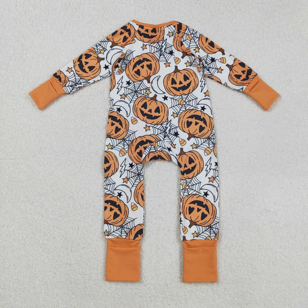 LR2528 RTS baby boy clothes pumpkin boy halloween winter romper