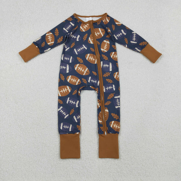 LR2543 RTS baby boy clothes football boy winter romper zip romper