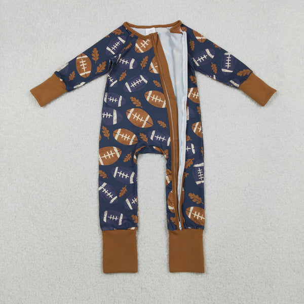 LR2543 RTS baby boy clothes football boy winter romper zip romper