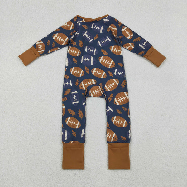 LR2543 RTS baby boy clothes football boy winter romper zip romper