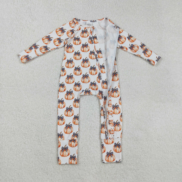 LR2557 RTS baby girl clothes pumpkin girl halloween romper