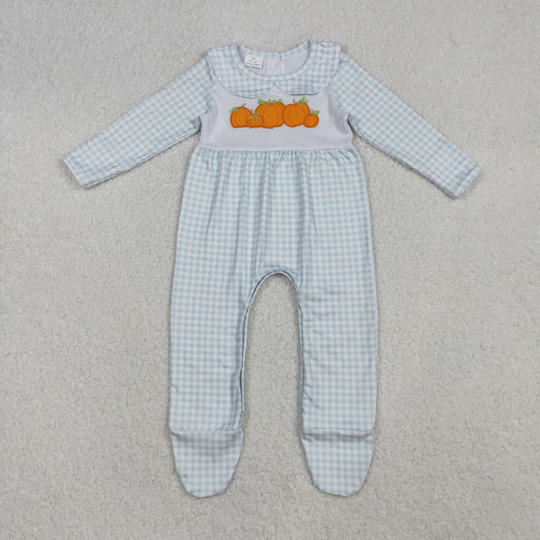 LR2560 RTS boy clothes pumpkin embroidery boy halloween romper