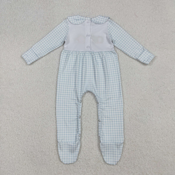 LR2560 RTS boy clothes pumpkin embroidery boy halloween romper