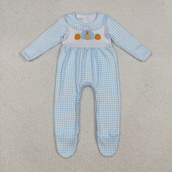 RTS kids matching clothing embroidered turkey clothing baby thanksgiving winter romper-2025.10.11