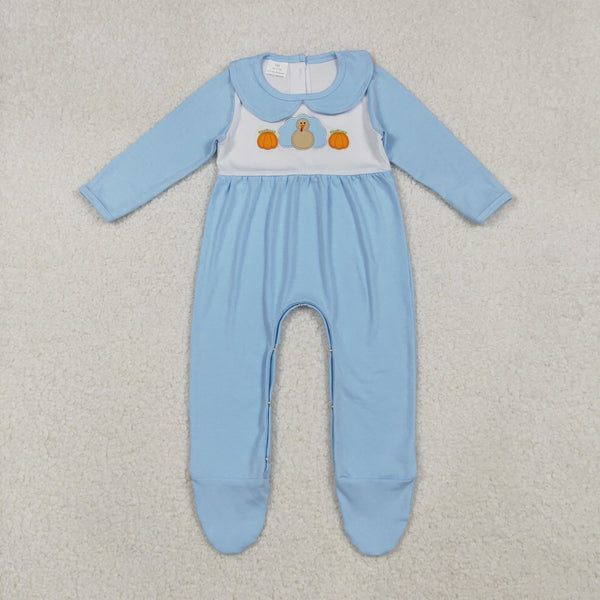 RTS kids matching clothing embroidered turkey clothing baby thanksgiving winter romper-2025.10.11