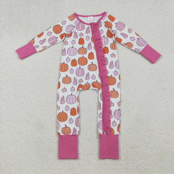 LR2566 RTS baby girl clothes pumpkin girl winter romper