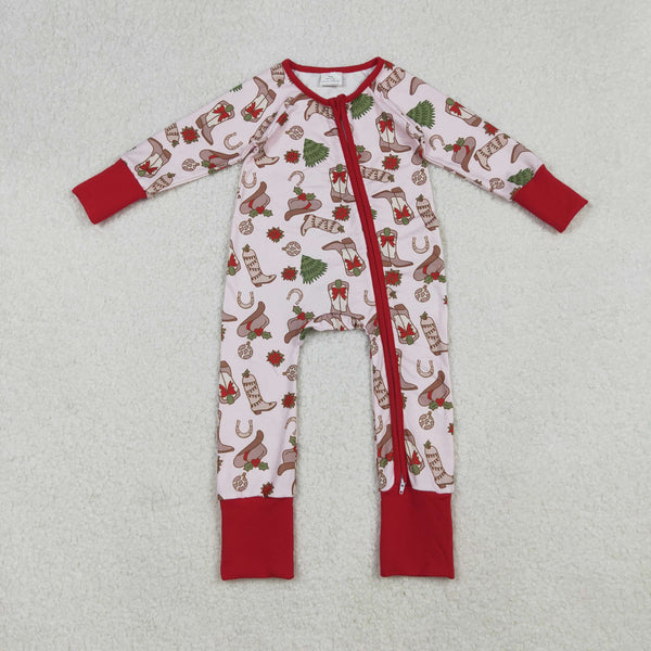 LR2584 RTS baby girl clothes cowboy western fashion christmas winter romper