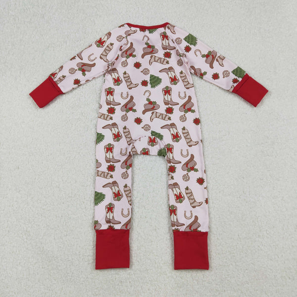 LR2584 RTS baby girl clothes cowboy western fashion christmas winter romper