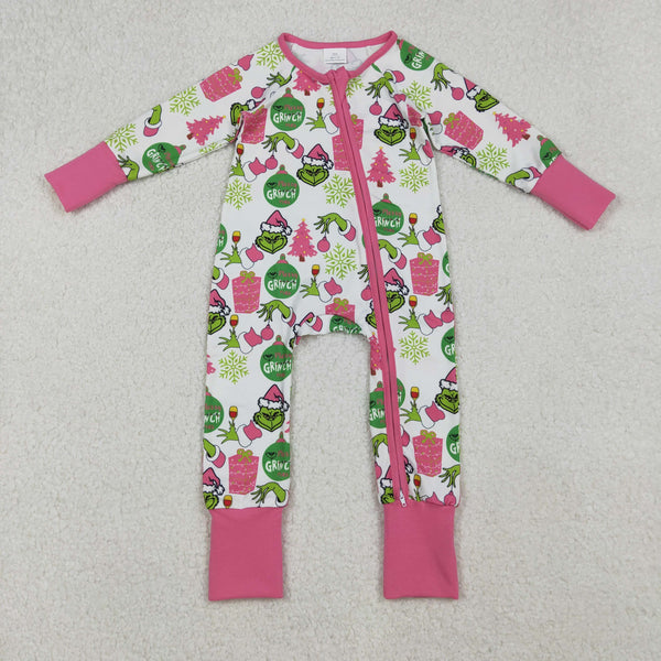 LR2588 RTS baby girl clothes cartoon girl winter Christmas zip romper