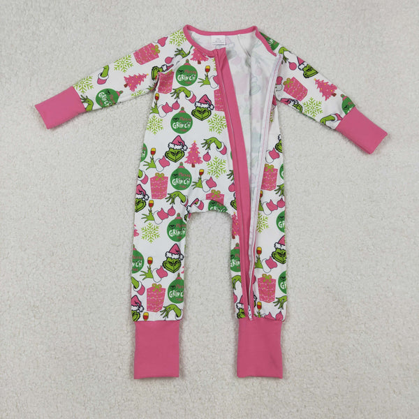 LR2588 RTS baby girl clothes cartoon girl winter Christmas zip romper