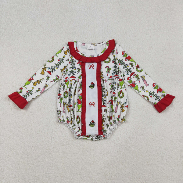 LR2635 RTS baby girl clothes cartoon girl christmas winter bubble embroidery