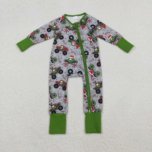 LR2669 RTS baby boy clothes truck toddler boy christmas winter romper