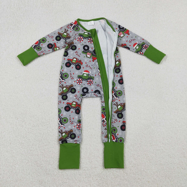 LR2669 RTS baby boy clothes truck toddler boy christmas winter romper