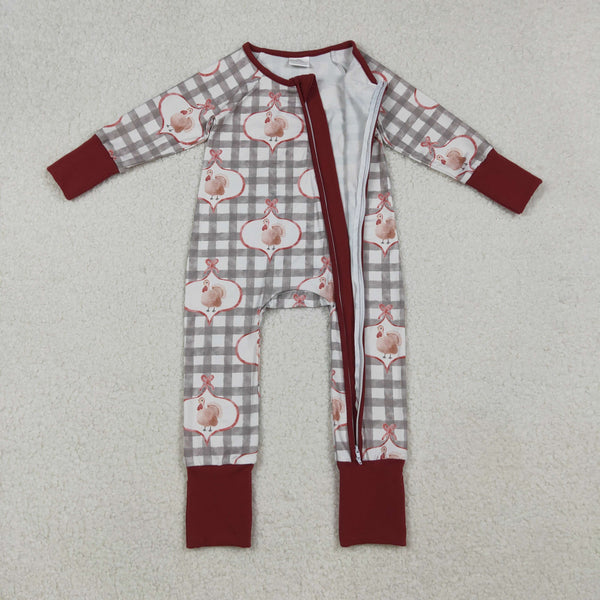 LR2691  RTS baby boy clothes chicken boy  christmas winter romper zip romper