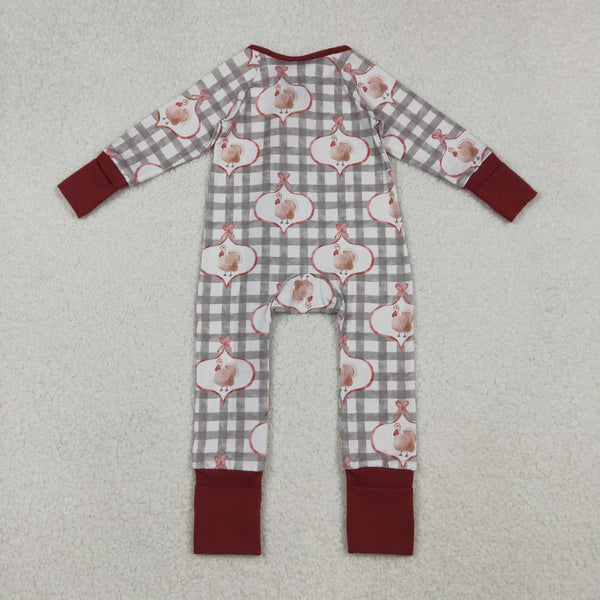 LR2691  RTS baby boy clothes chicken boy  christmas winter romper zip romper