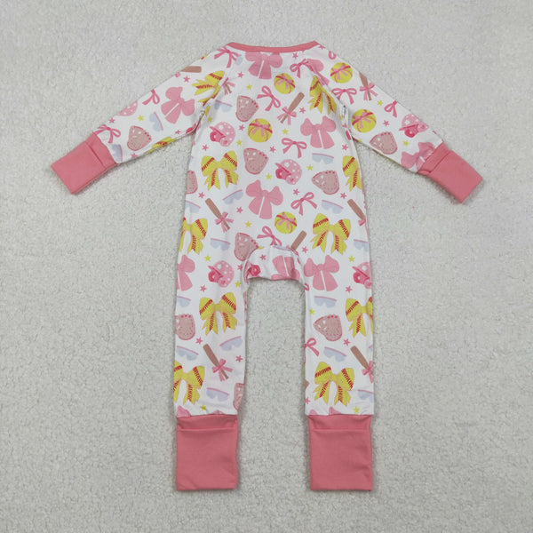LR2705 RTS baby girl clothes bows pink girl winter romper zip romper