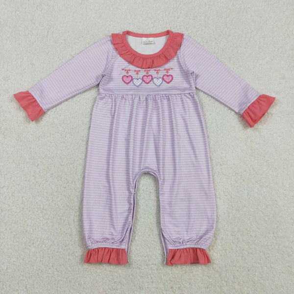 LR2706 RTS baby girl clothes heart embroideried girl valentines day romper