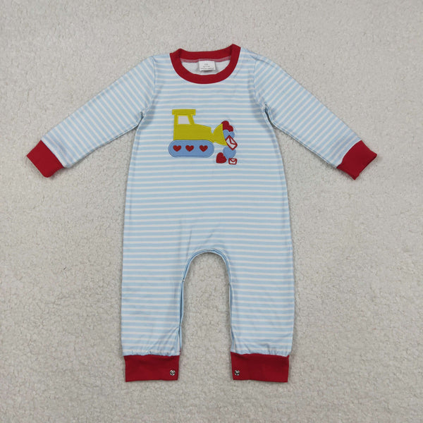 LR2708 RTS baby boy clothes heart truck boy valentines day clothes romper