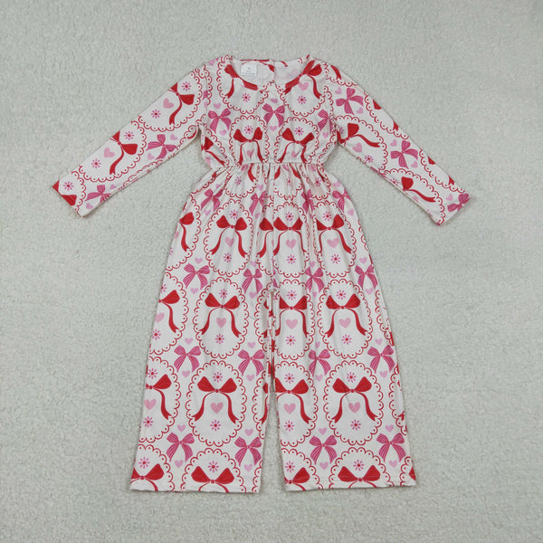 LR2713 RTS baby girl clothes bows girl valentine winter jumpsuit