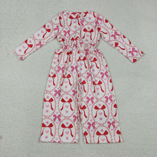 LR2713 RTS baby girl clothes bows girl valentine winter jumpsuit