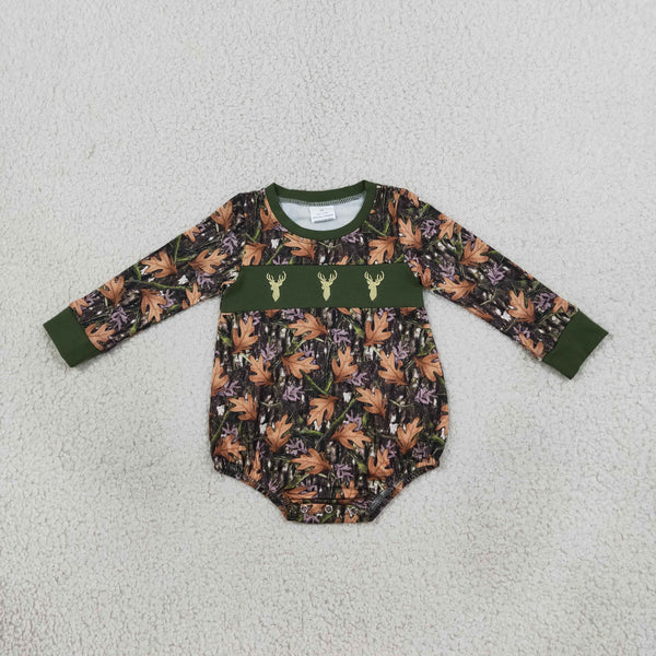 RTS LR2729 baby girl clothes hunting animal embroidery print long sleeve romper
