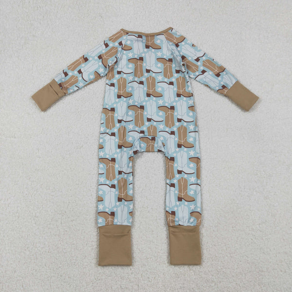 RTS Matching clothing kids western cowboy boot star print long sleeve romper clothes-2026.10.27