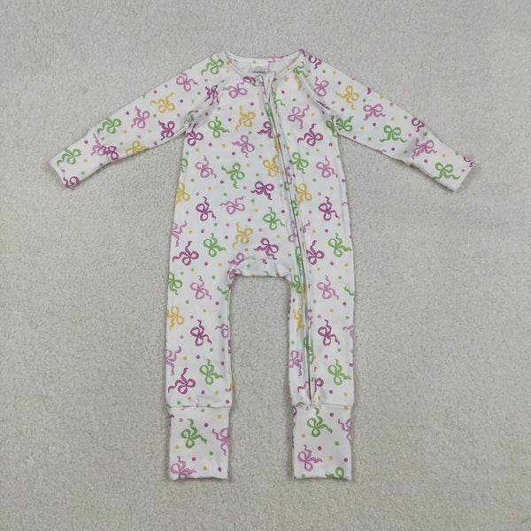 LR2735 RTS baby girl clothes bow girl mardi gras romper