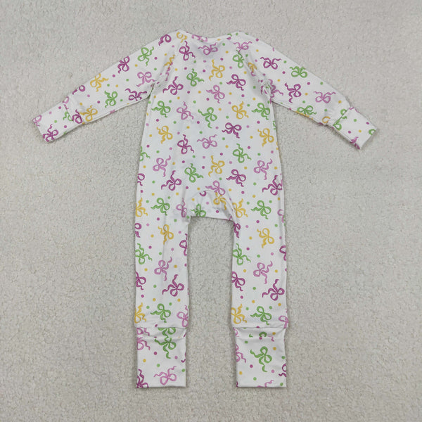 LR2735 RTS baby girl clothes bow girl mardi gras romper