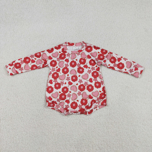 LR2758 RTS baby girl clothes pink heart valentines day clothes winter bubble