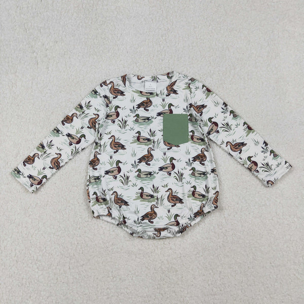 LR2762 RTS Baby boy clothes mallards green pockets boy winter bubble