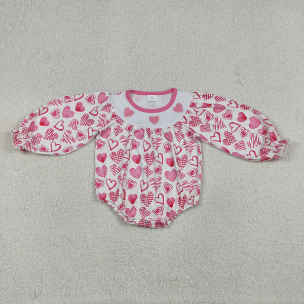 LR2767 RTS baby girl clothes love girl valentine winter heart embroidery bubble
