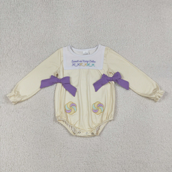 LR2770 RTS baby girl clothes mardi gras bows girl winter bubble embroidery
