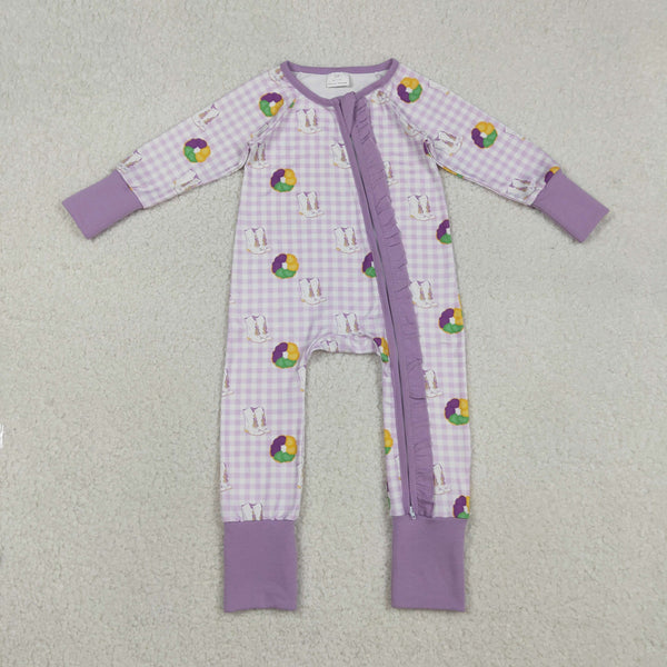 LR2783 RTS baby girl clothes donut print girl mardi gras winter romper