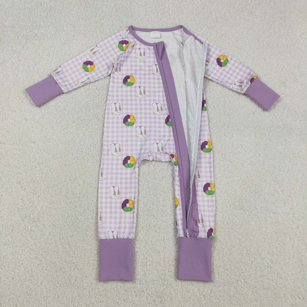 LR2783 RTS baby girl clothes donut print girl mardi gras winter romper