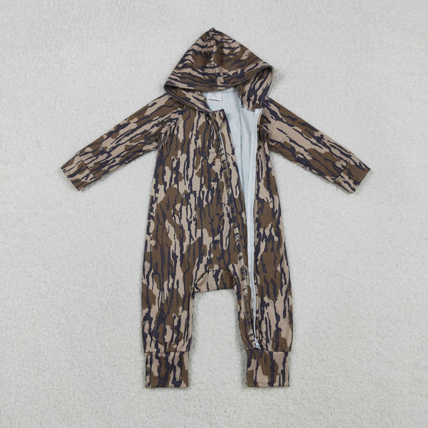 LR2814 RTS baby boy  clothes grey camo boy hoodie winter romper