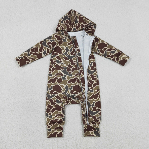 LR2826 RTS baby boy clothes camo boy winter hoodie romper hunting clothes