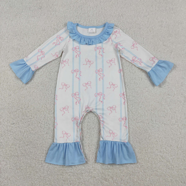 LR2845 RTS baby girl clothes bows girl winter romper ruffels winter clothing onesie