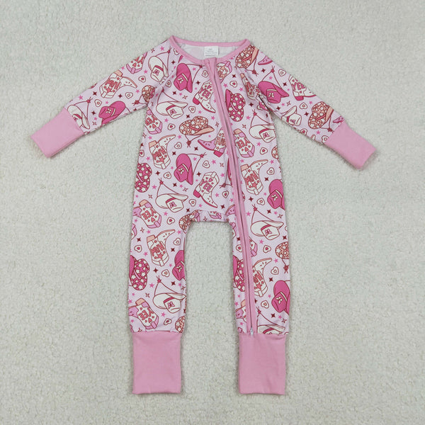 LR2855 RTS baby girl  clothes cowgirls western clothes  girl winter romper zip romper