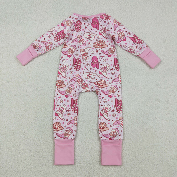 LR2855 RTS baby girl  clothes cowgirls western clothes  girl winter romper zip romper