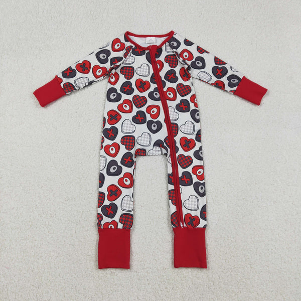 LR2882 RTS baby girl clothes red heart girl Valentine winter romper