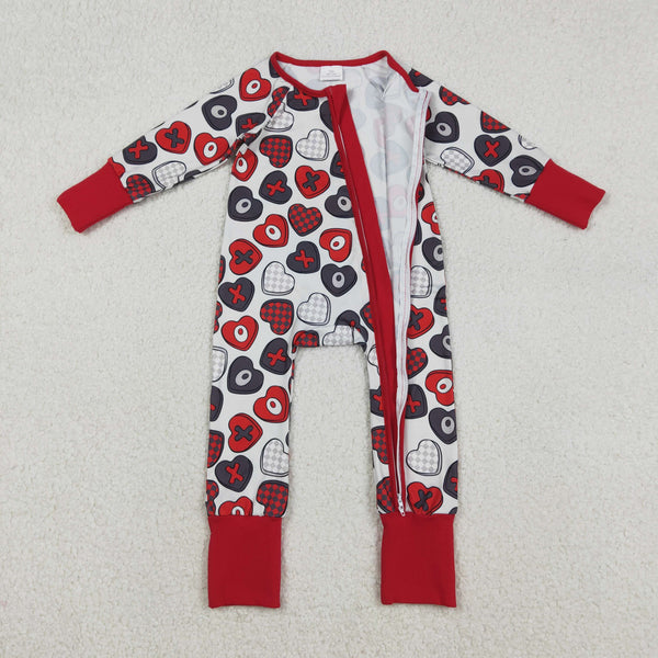 LR2882 RTS baby girl clothes red heart girl Valentine winter romper
