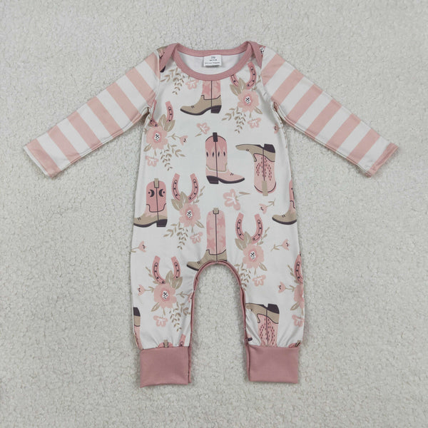 RTS LR2976 baby girl clothes  boost print toddler girl winter romper western clothes