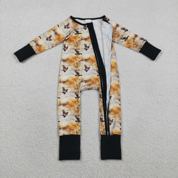 LR2986 RTS baby boy clothes mallards boy winter romper hunting clothes zip romper