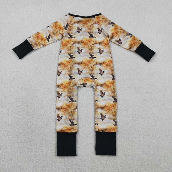 LR2986 RTS baby boy clothes mallards boy winter romper hunting clothes zip romper