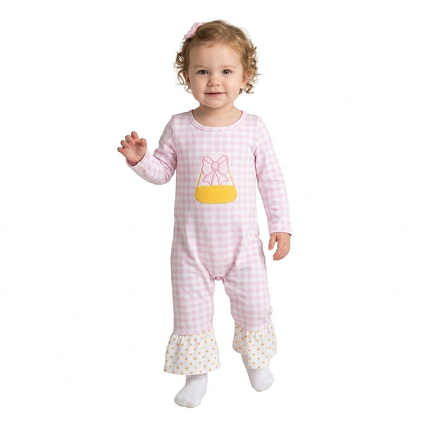 RTS LR3022 baby girl clothes pumpkin embroidery print long sleeve romper winter romper fall clothes