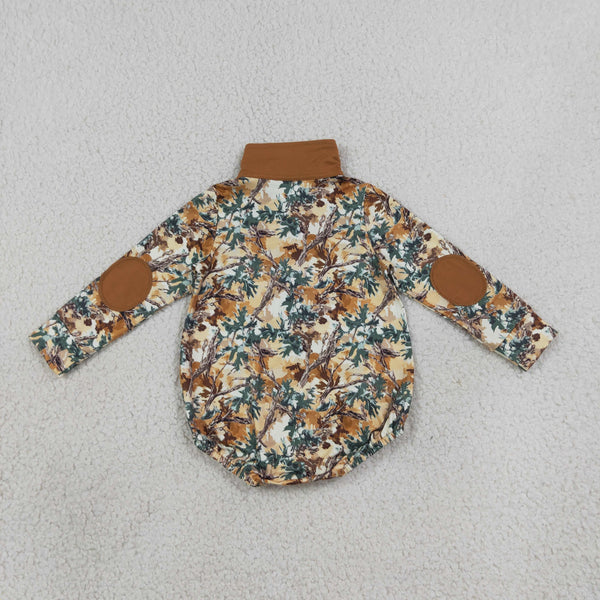 LR3048 RTS Hunting Camo Branches Zipper Baby Boys Romper