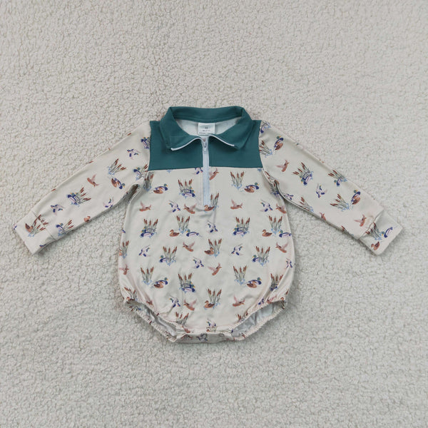 RTS LR3052  baby boy clothes mallard toddler boy fall romper winter bubble